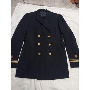 Davis Clothing Company US Coast Guard Navy Double Breast Jacket L Wool Black